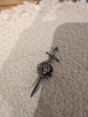Vintage Scottish Sterling Silver Lion Shield Sword Kilt Pin Brooch